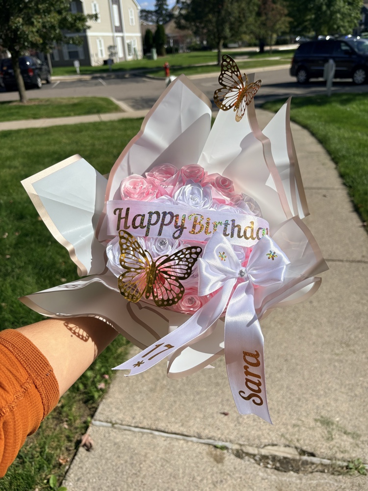 Custom Pink Birthday Ribbon Bouquet